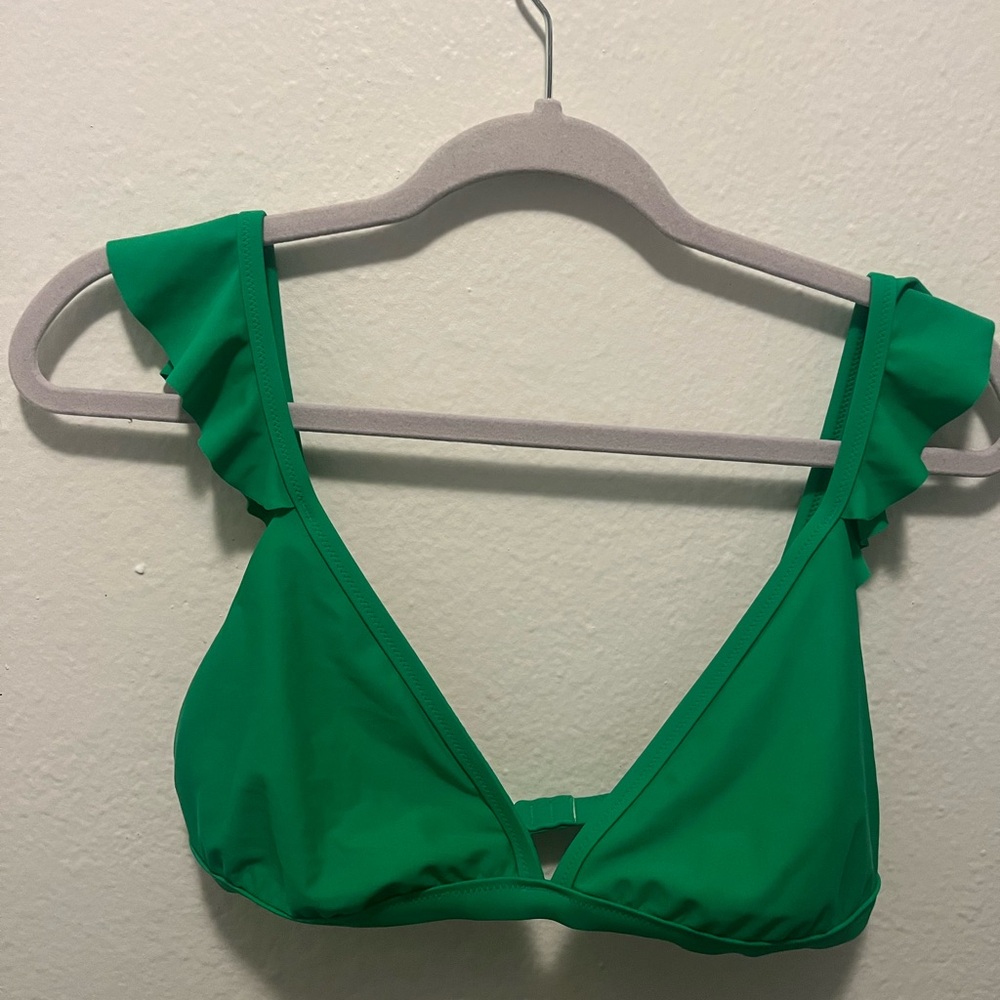 J. Crew Green Ruffle Strap Bikini Top - Picture 2 of 6